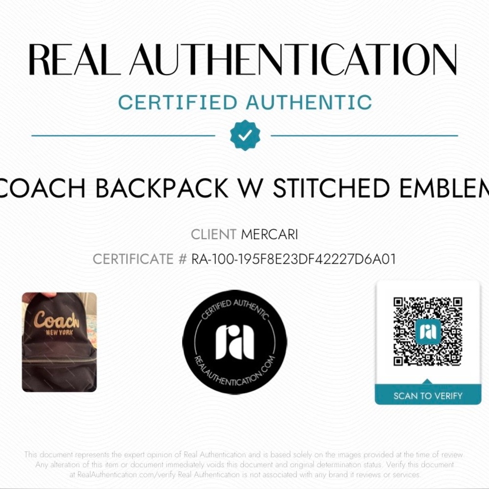 Authentic Coach Black Backpack with Gold Logo with authenticity attached - Picture 10 of 10